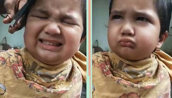بچے کی بال کٹواتے ہوئے دلچسپ ویڈیو وائرل