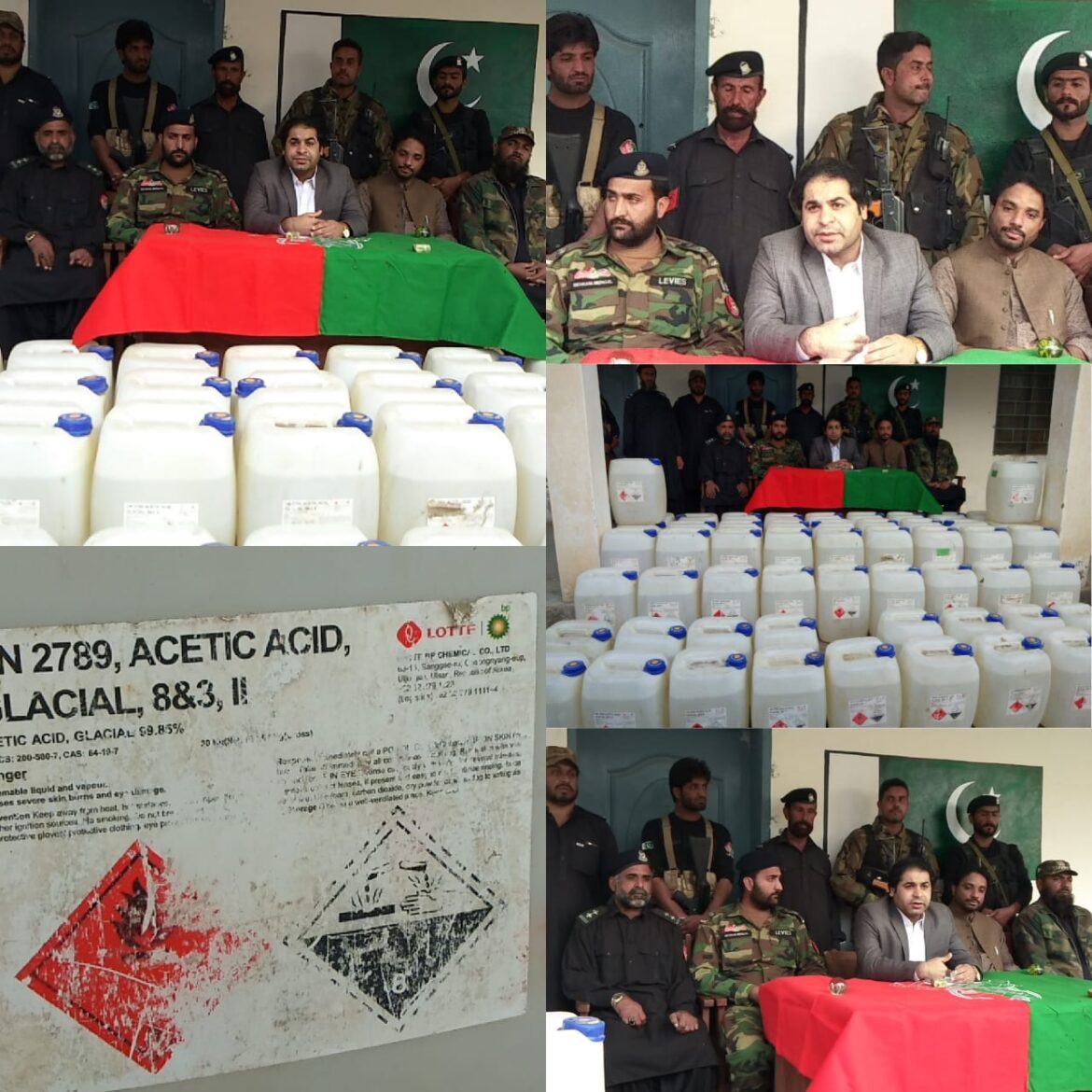 نوشکی لیویز کی کاروائی مل  سے منشیات میں استعمال ہونے والے کیمیکلز برآمد
