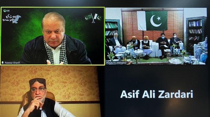 نواز شریف، آصف زرداری ،بلاول بھٹو ،سردار اختر جان مینگل ویڈیو لنک کے ذریعے اجلاس میں شریک